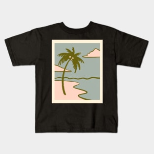 Beach Palm Tree 1 Retro Midcentury Kids T-Shirt